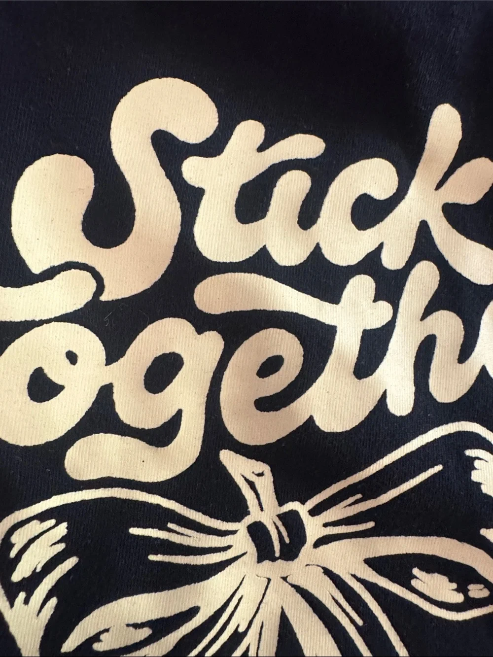 Old Navy Kids Black Tee with Yellow 'Stick Together' Cherry Graphic T-Shirt